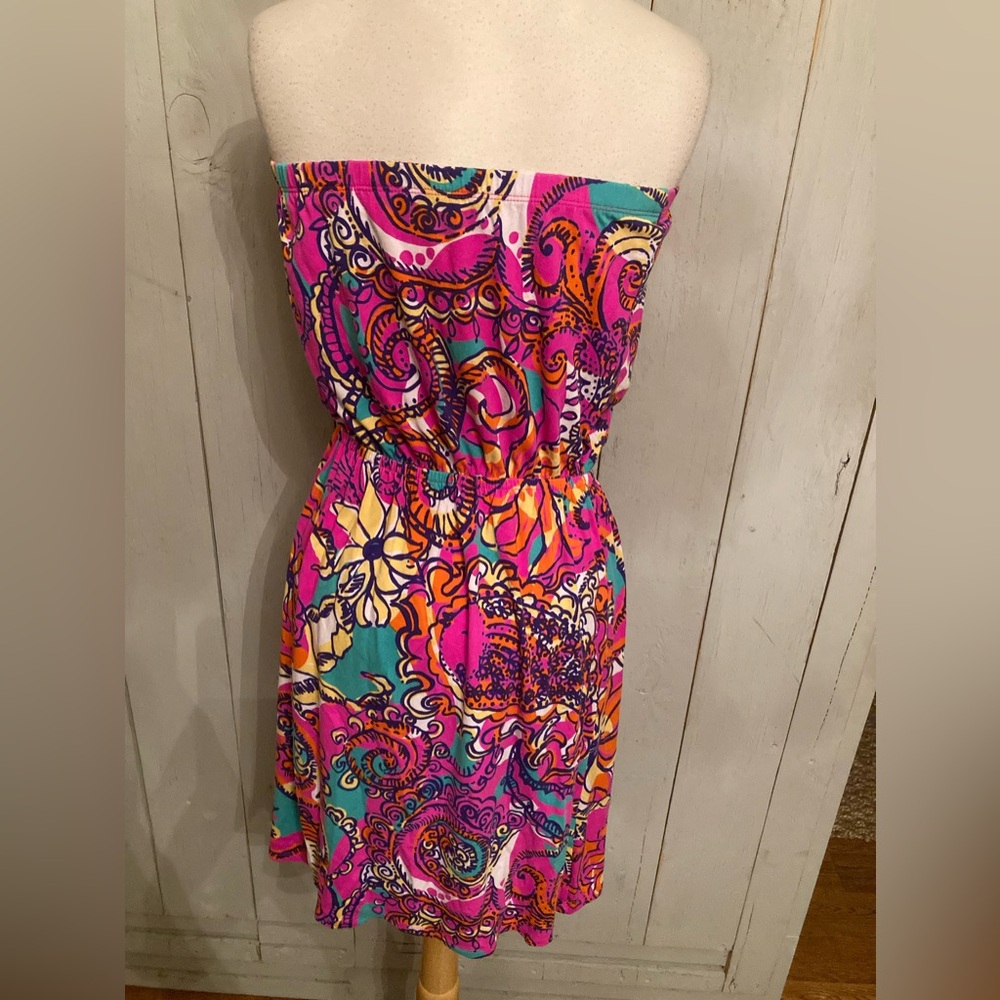 Lilly Pulitzer Atwood Strapless‎ Sea Be Seen Stretch Dress Women's S-Medium - Picture 4 of 12